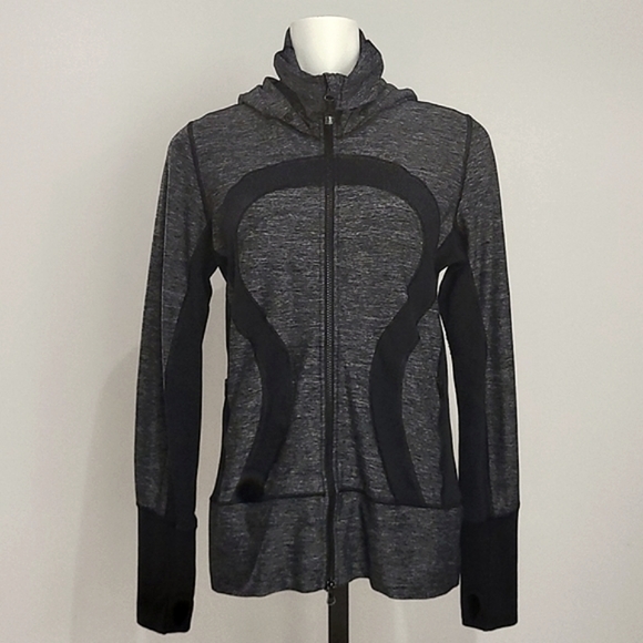 lululemon athletica Jackets & Blazers - Lululemon Stride Jacket Charcoal Black Thumbholes Hood Size 10